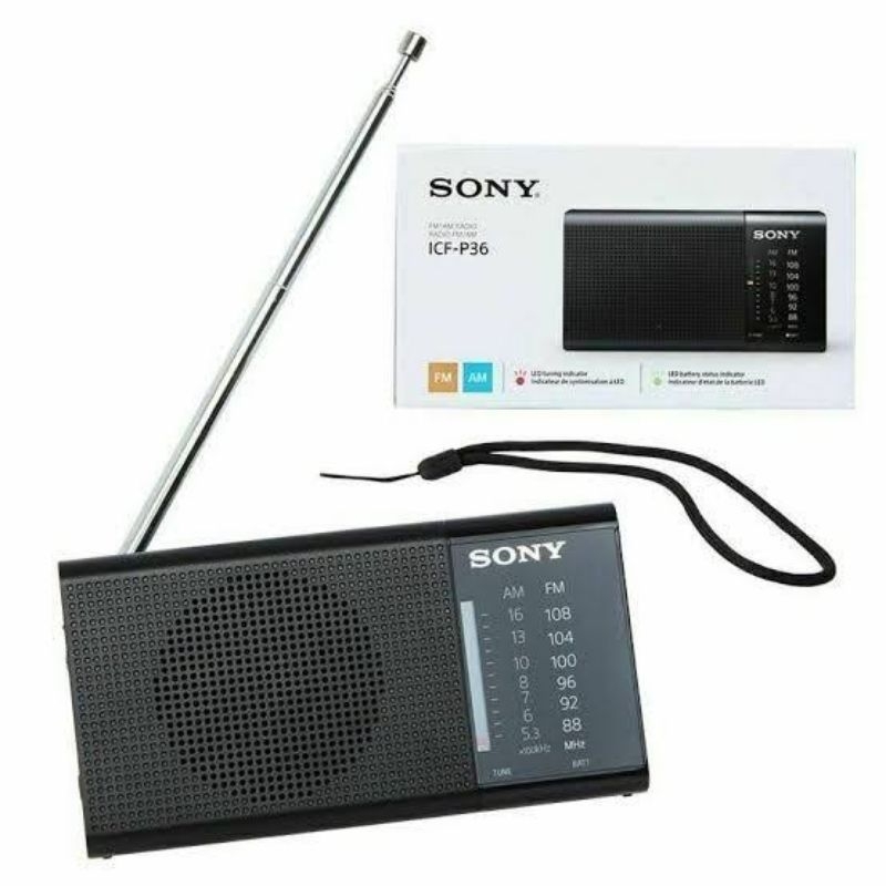 RADIO PORTABLE POCKET SONY ICF P36 P 36 ICFP36 HITAM AM FM 2 BATERAI AA SIARAN BANYAK SINYAL KUAT JA