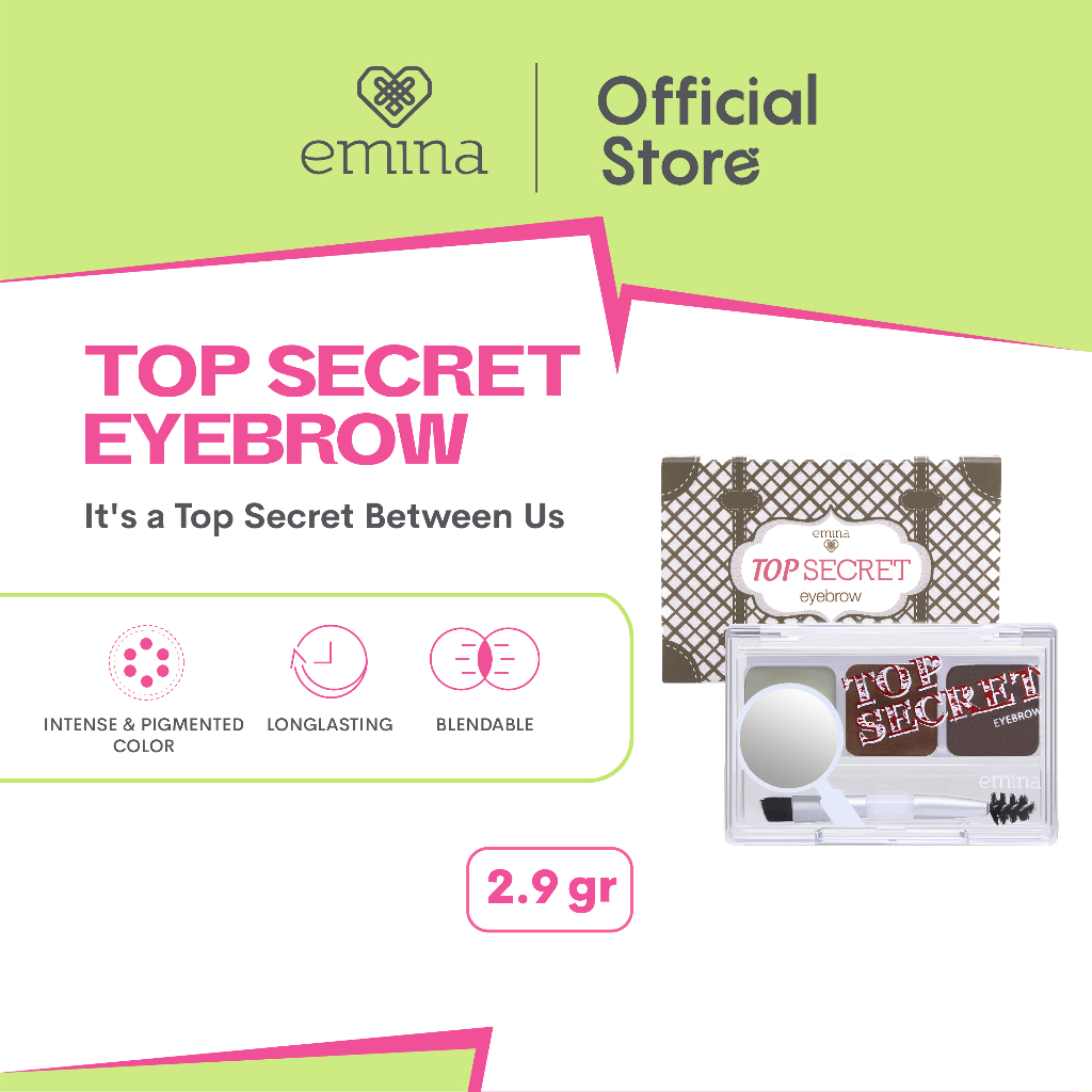 ✨ AKU MURAH ✨ Emina Top Secret Eyebrow 2.9 g - All in One Kit Alis, Pigmented Color, Tahan Lama