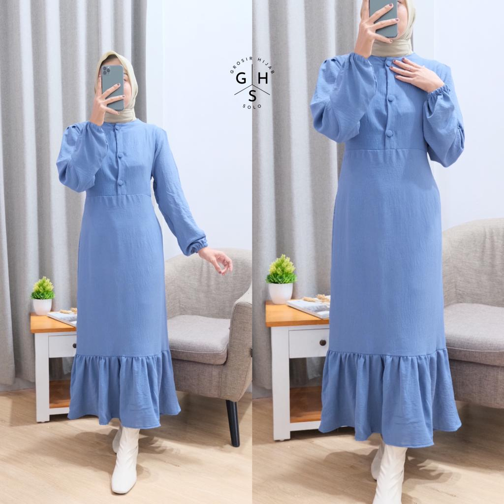 MAWINDA GAMIS TALI MIDI DRESS DUYUNG ATASAN WANITA CRINCLE AIRFLOW PREMIUM (DBY)