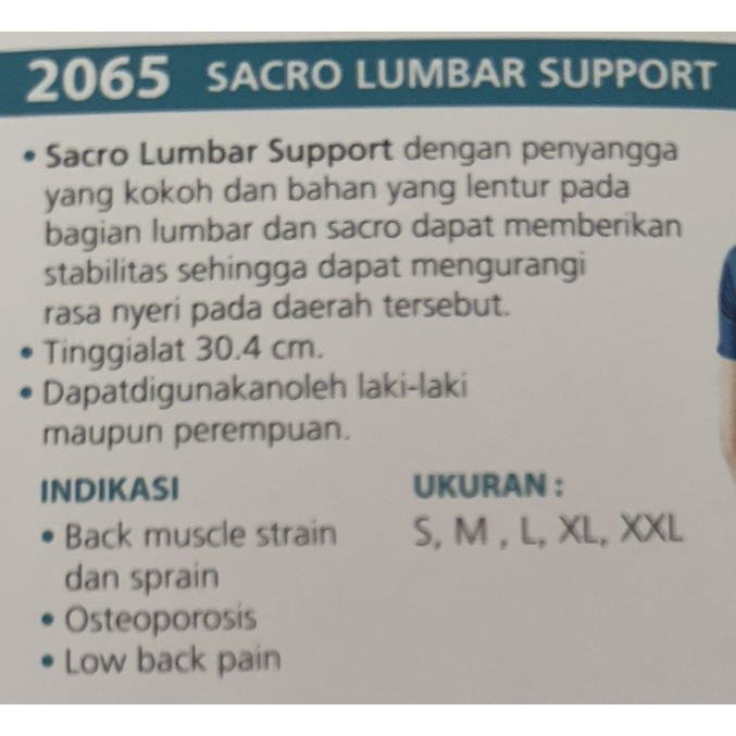 Oppo Sacro Lumbar Support Type 2065 Penyangga Punggung Untuk Penderita Saraf Kejepit