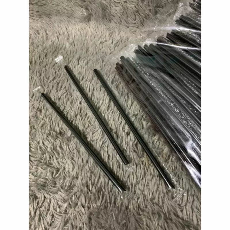 Isi 300pcs Sedotan Steril Plastik Hitam 6mm