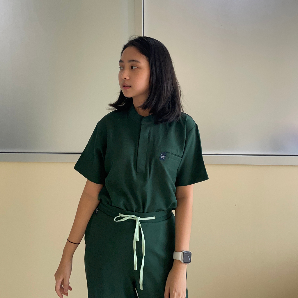 Baju Jaga MANDARIN LS - DARK GREEN Scrubs Theatre Blues Empirical Lengan Panjang