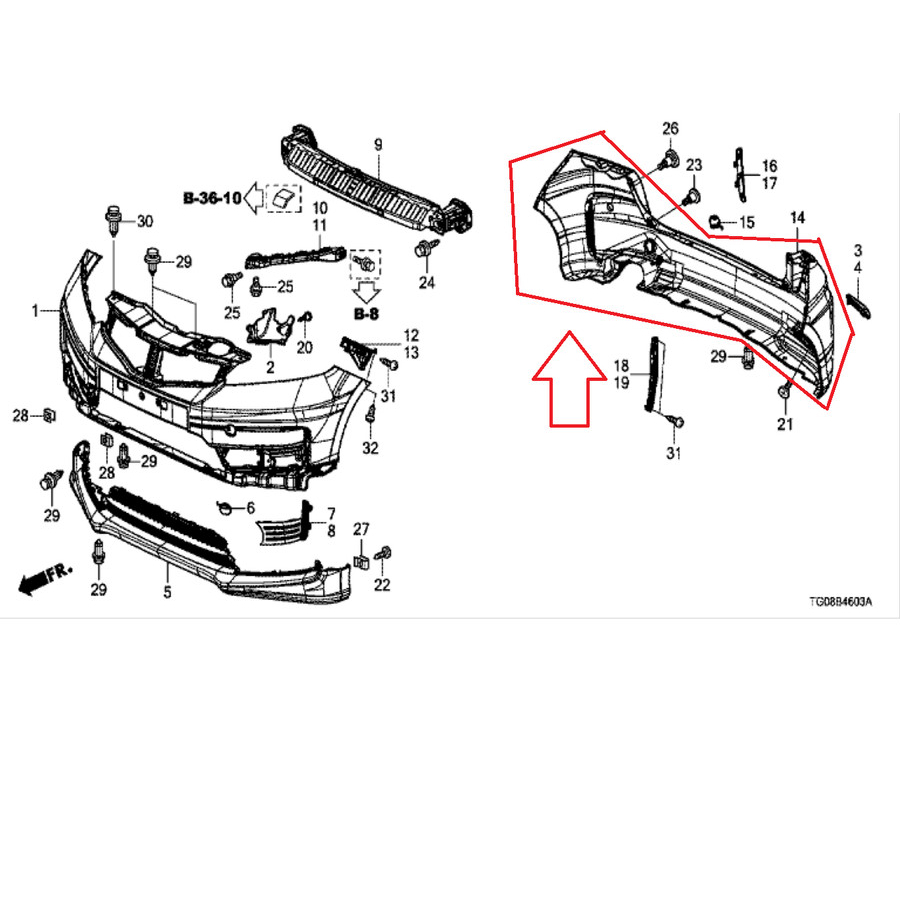 bumper bemper Belakang Honda Jazz rs gen 2 facelift 2012-2013 Original