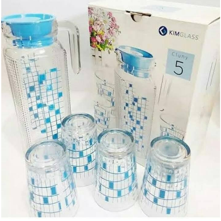 Kimglass Donggala Teko Set Gelas Cangkir Kaca Tebal