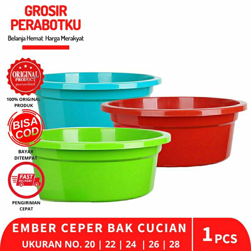 Ember Ceper Bak Cucian Kamar Mandi Bulat Besar Jumbo No. 28 26 24 22 20 Baskom Besar Warna