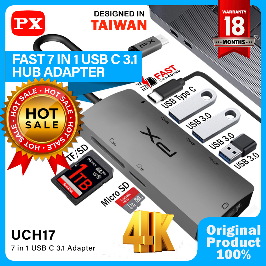 Hub Converter USB Type C Laptop to HDMI Adapter 7in1 PX UCH17