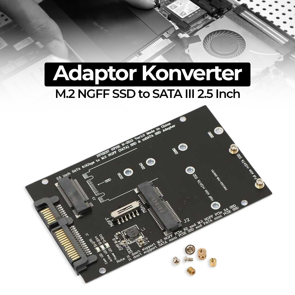 NFHK Adaptor Konventer M.2 NGFF SSD to SATA III 2.5 Inch - N-2513 - Black