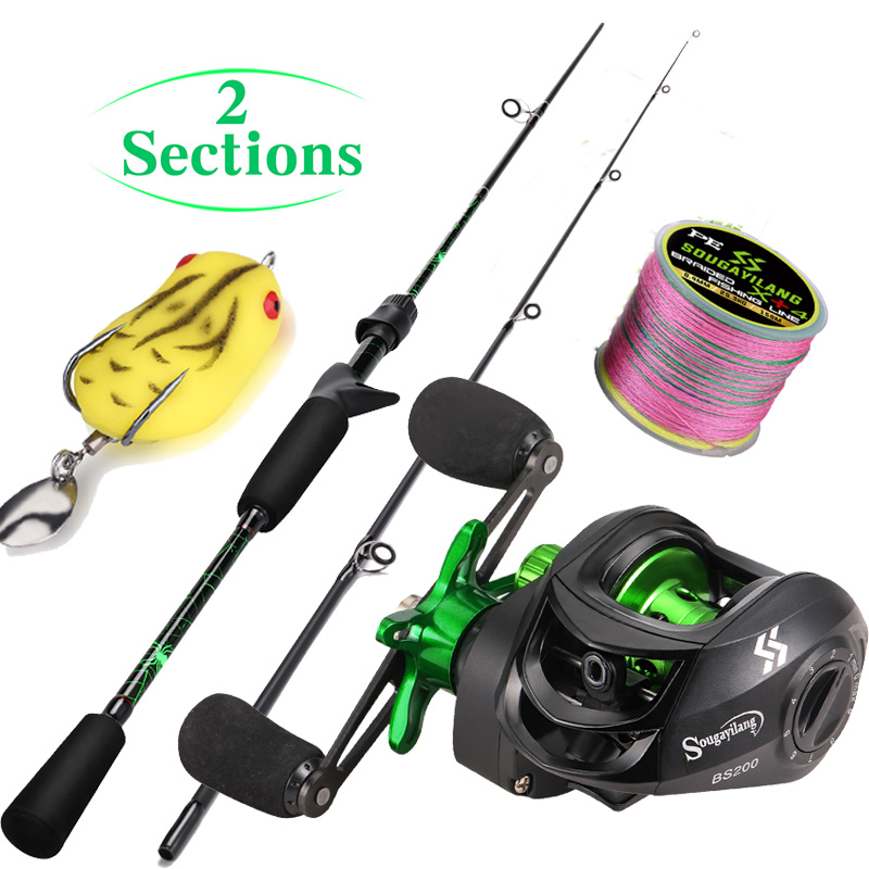 Joran dan Reel 1.8M 2 Bagian Casting Fishing Rod dan 7.2:1 Rasio Gear Rem Magnetik Baitcasting Reel Memancing Baris Lure Combo Set