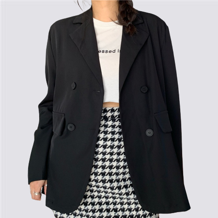 XIAOZHAINV Blazer Jaket Crop Wanita Korean Style V-neck 3288