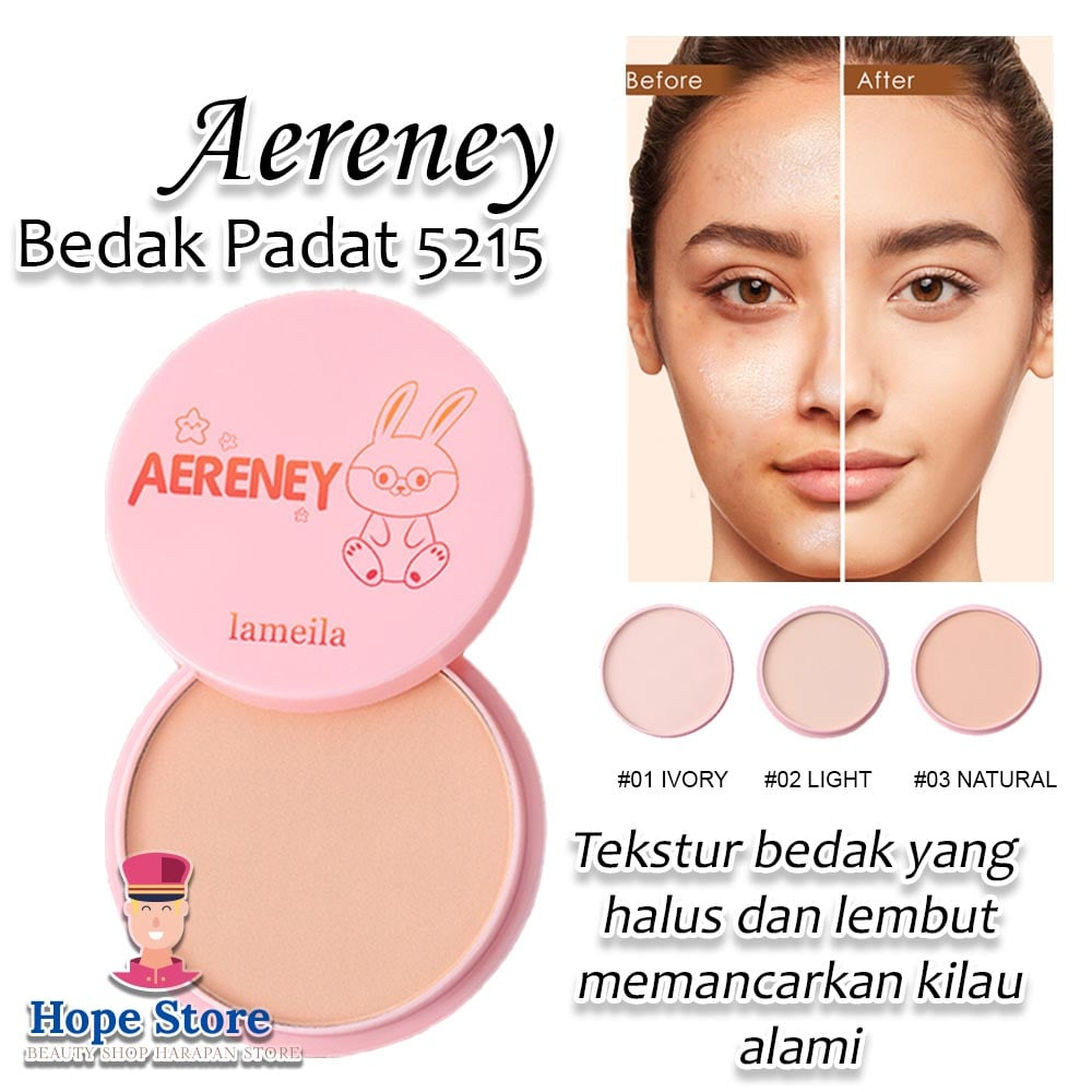 Hope Store - Lameila 5215 AERENEY Bedak Padat Perias Wajah Alami Tahan Lama &amp; Anti Air