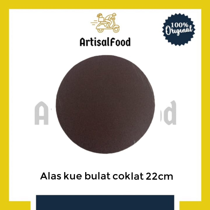 alas kue BULAT COKLAT PLASTIK tatakan cake board 22cm - 10pcs
