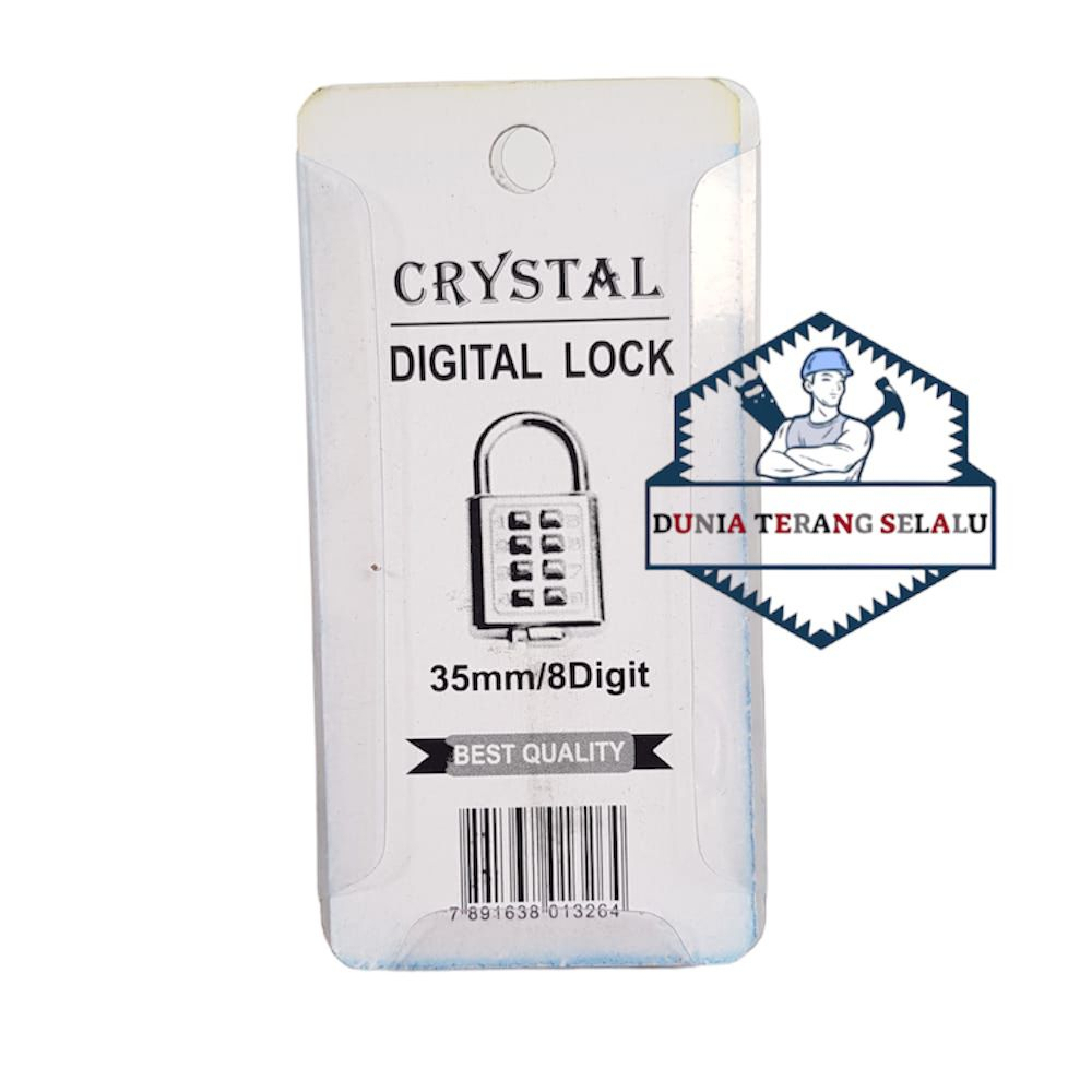 Gembok Besi Nomer 8 Digit CRYSTAL - Gembok Digital - Kunci Gantung Nomor Kombinasi Tekan Kode - Kunci Gt 8 Angka - Number Padlock CRISTAL