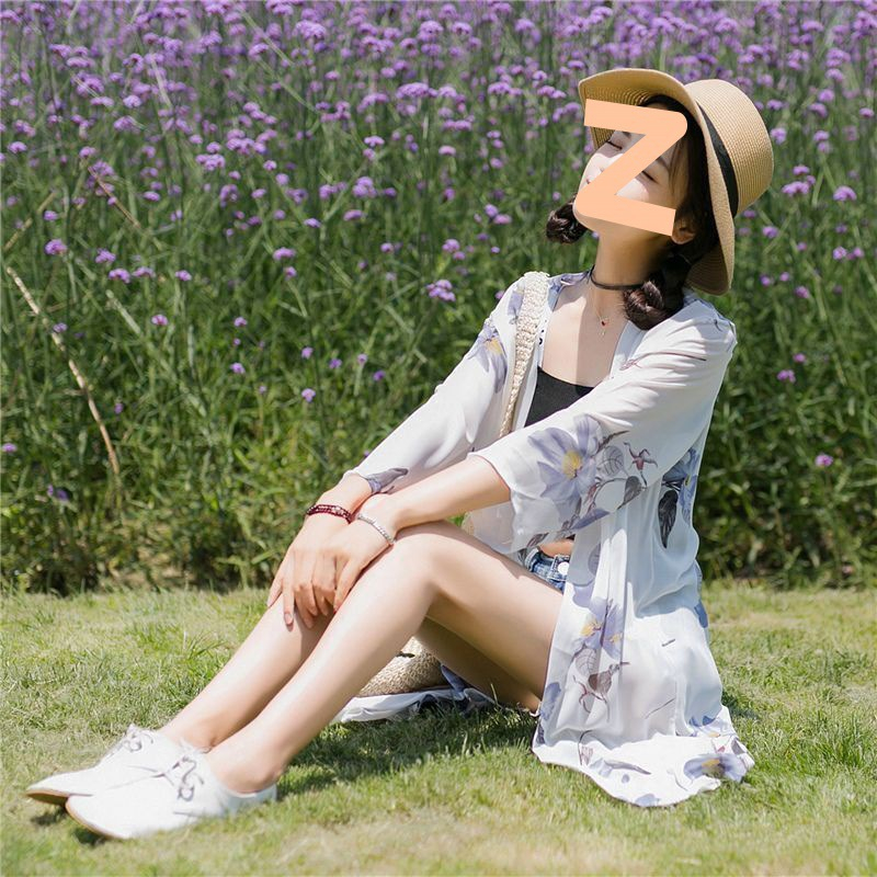 Cardigan wanita musim panas beach tulle sun protection long shawl coat cardigan untuk pergi santai dengan scarf original