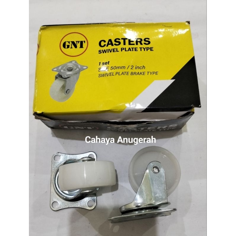 Roda Karet Nylon Hidup Putih 2" / Roda Etalase Roda Troli 2 Inch / Roda Casters