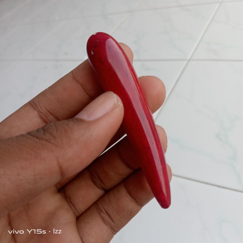 Liontin/bandul kalung batu marjan tembus cahaya bentuk tar1ng