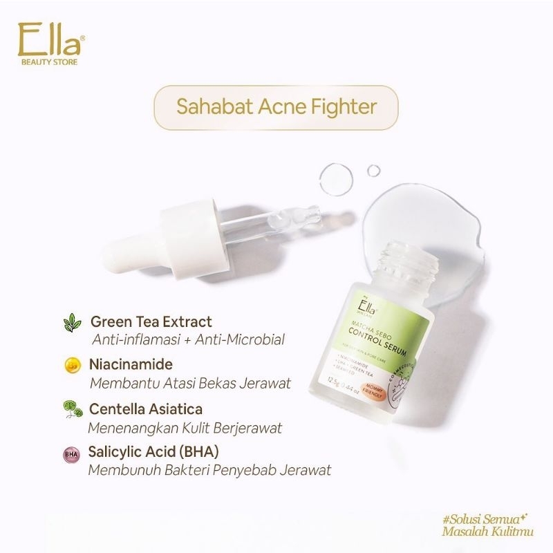 Ella skincare serum matcha sebo control