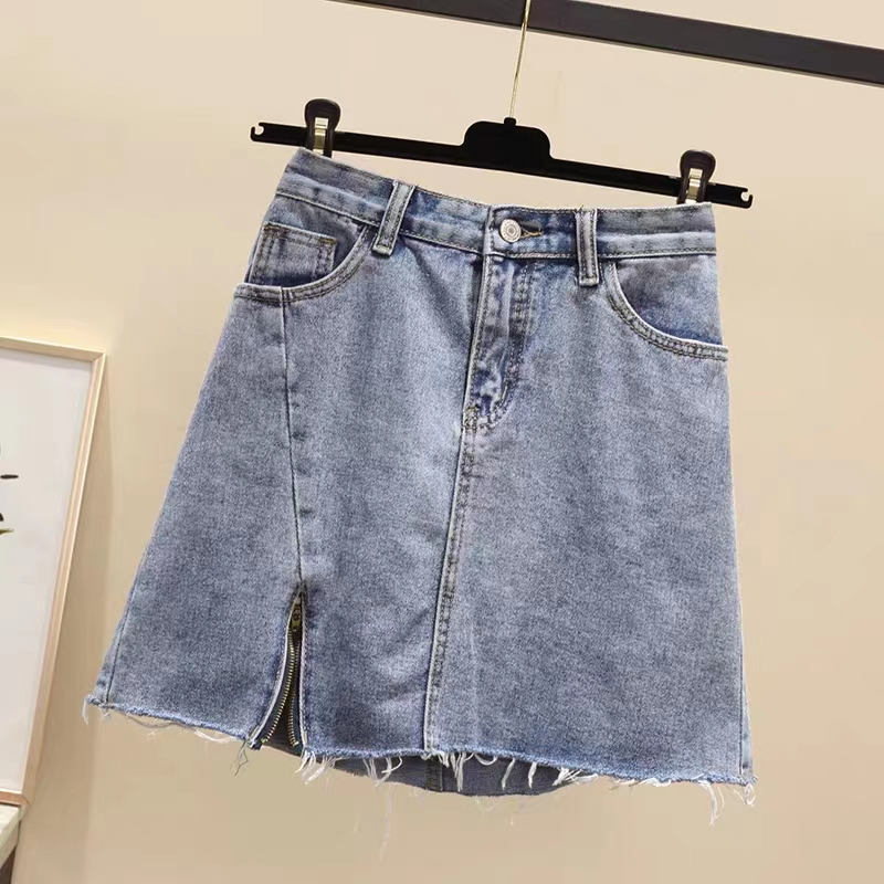 【wanita.id】rok jeans pendek rok a line rok denim 3/4 rok korean style wanita rok plus size rok denim kekinian ootd