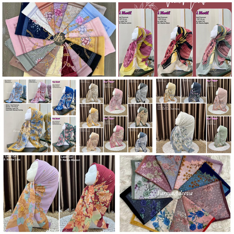 ANEKA JILBAB SEGI EMPAT VOAL MOTIF CANTIK