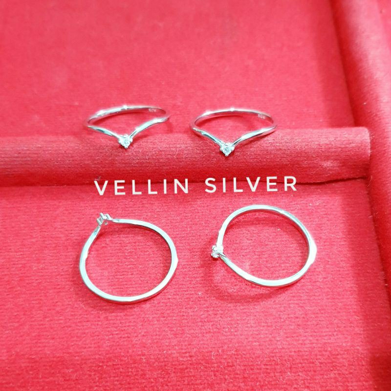 RK Cincin Aurel fuji Silver 925 Lapis Emas Putih - Cincin Satu Mata Perak 925