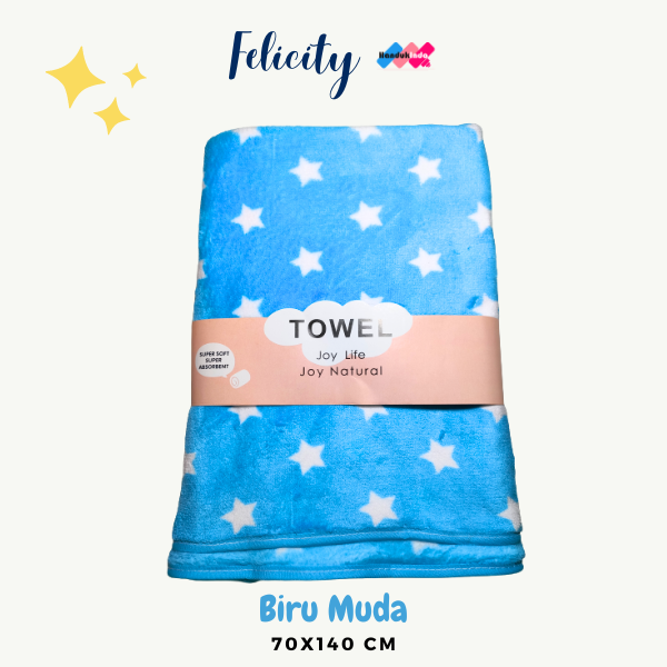 Handuk Mandi Bulu Lembut Motif Bintang Microfiber 70x140 Dewasa Super Lembut Serap Air Murah