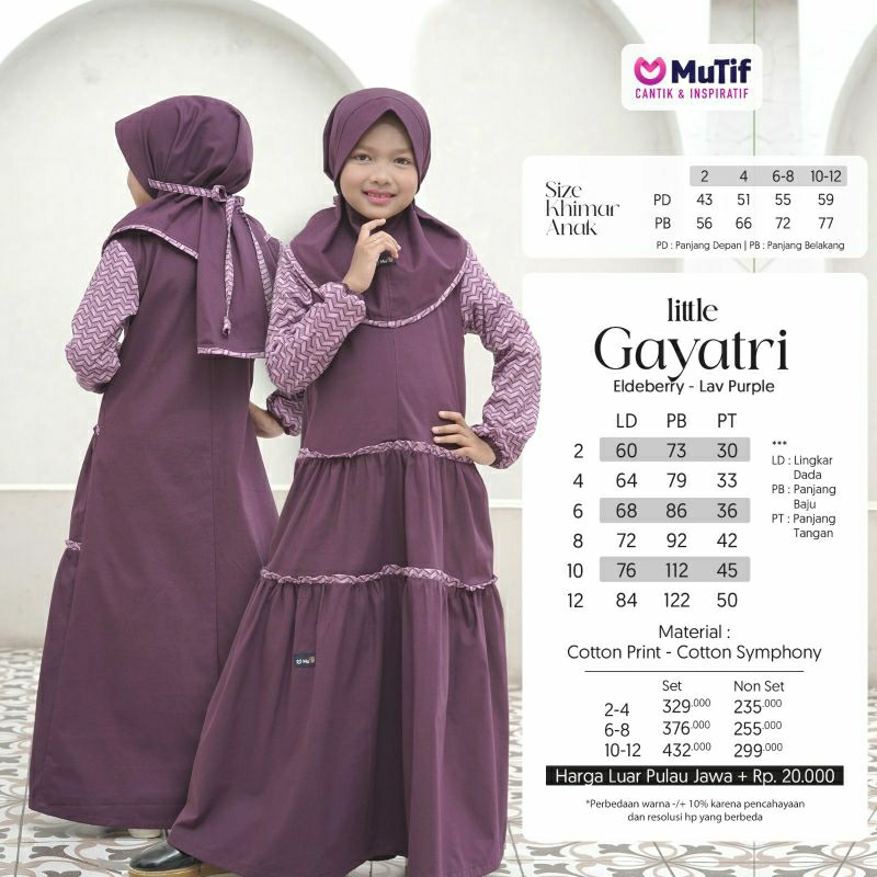 Mutif Sarimbit Gayatri Eldeberry Purple Mutif Man Mandala Little Mandala Little Gayatri Baju Muslim Gamis Sarimbit Keluarga Family Series Terbaru Ori Lebaran 2023