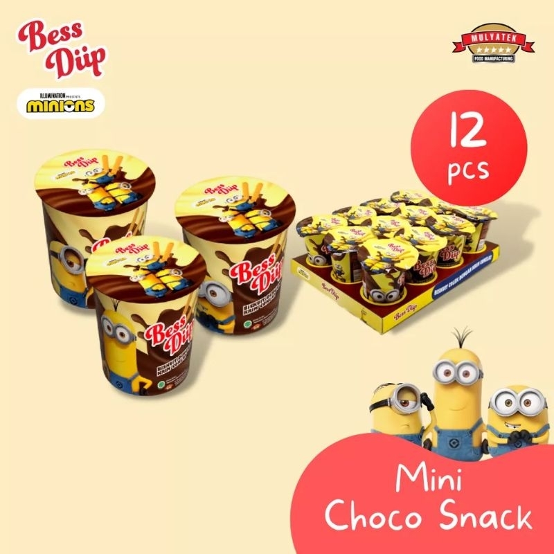 Bess diip Minion Cho Cho chocolate biscuit coklat mini isi 12