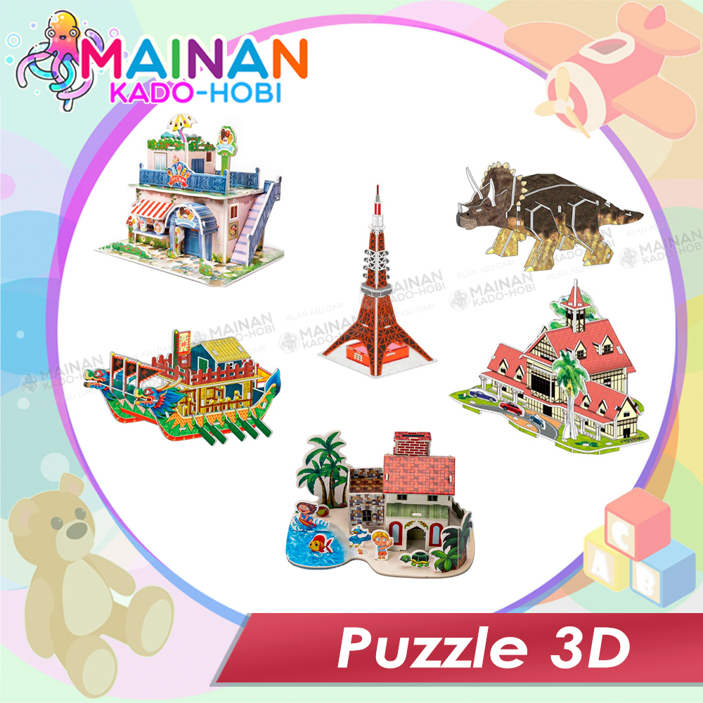 HADIAH ULANG TAHUN MAINAN EDUKASI SENSORIK MONTESSORI ANAK SUSUN PUZZLE JIGSAW 3 DIMENSI