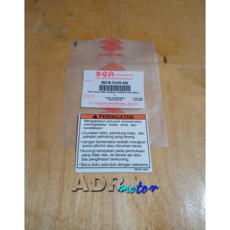 sticker stiker label perhatian warning dek tengah semua motor suzuki original sgp
