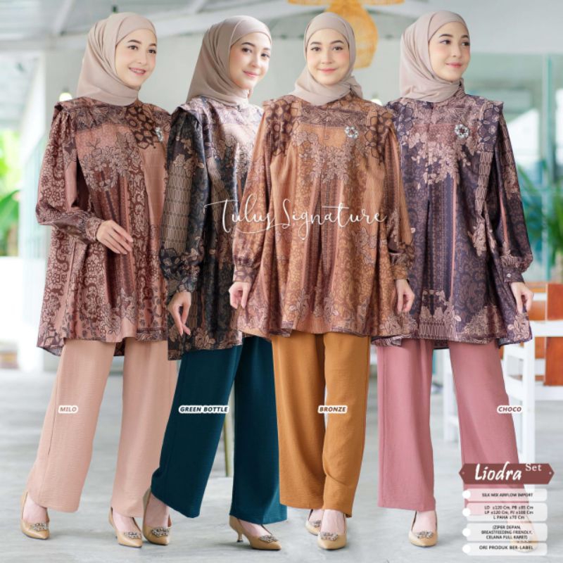 LIODRA ONE SET BY TULUS SIGNATURE / SET PREMIUM SILK / Setelan celana wanita muslimah