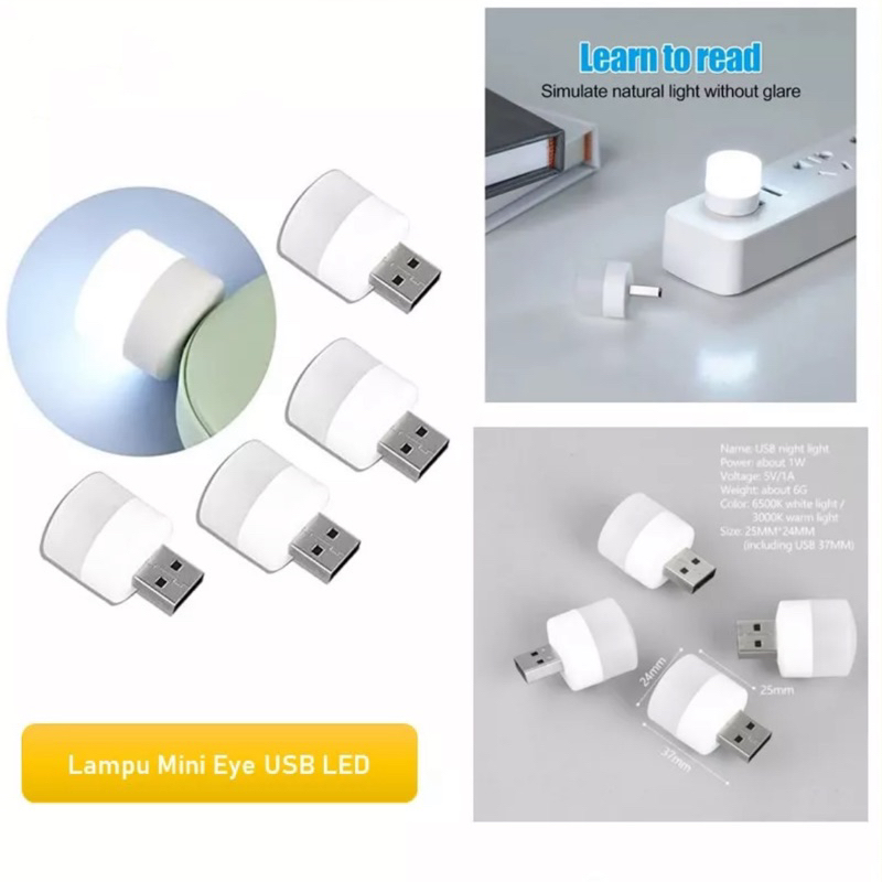 Mini LED USB Eye Lampu Tidur Mini Portable Travel Lampu Baca Serbaguna