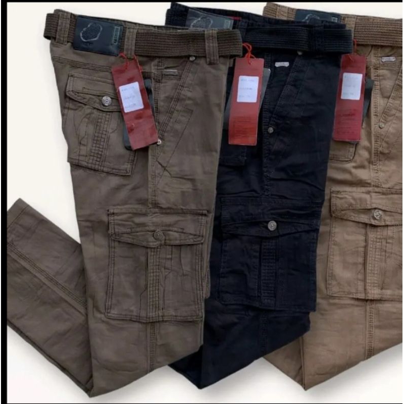 POI Kyh//Kargo Panjang polos// Celana Impor//Celana Pria // Free Sabuk//Fashion BAWANG CHENG