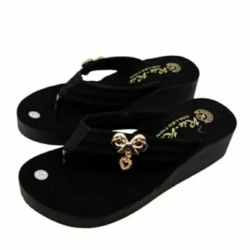 Sandal wedges anak balok mutiara