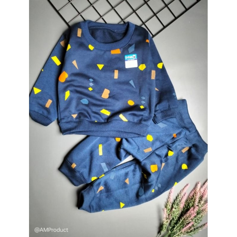 set sweater bayi fleece 3-12 bulan motif shape