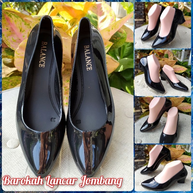 SEPATU WEDGES WANITA JELLY GLOSSY IMPORT SEPATU KERJA WANITA IMPORT BALANCE