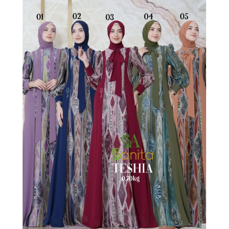 (READY SIAP KIRIM) SYARI DEWASA DRESS GAMIS TESHIA SYARI MEWAH TERJANGKAU ORI BY SANITA