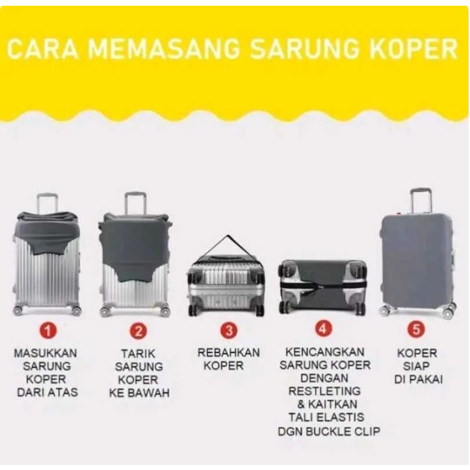 Pelindung Koper Luggage Cover Kain Elastis dengan Resleting Uk S