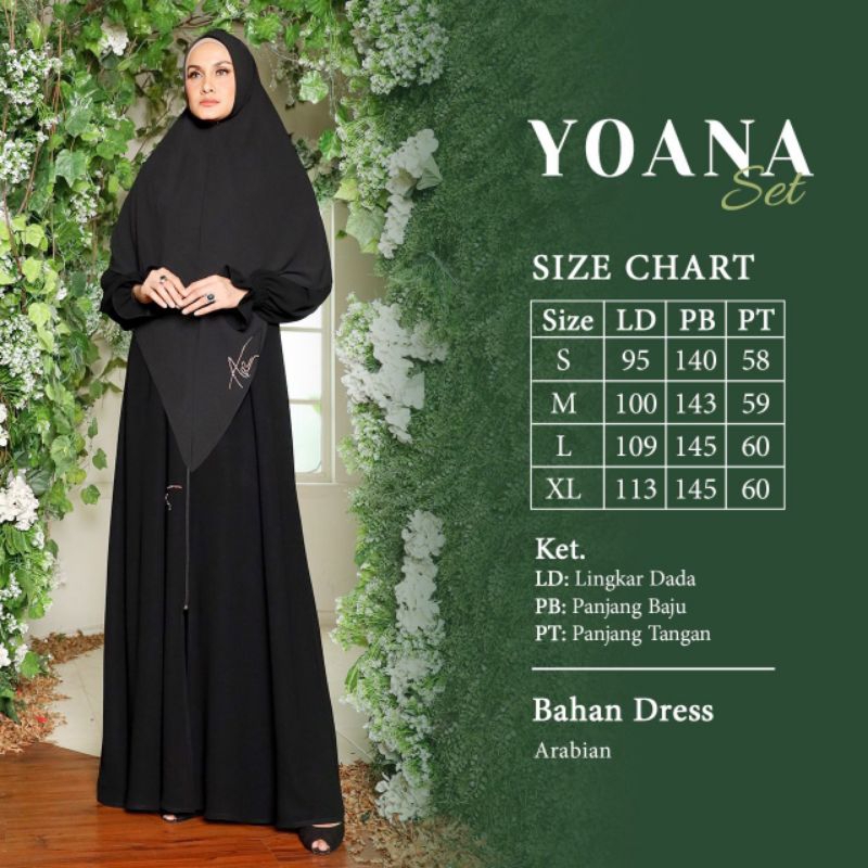 Yoana Dress Set Khimar By Arniz Collection Khususan Hitam&Putih