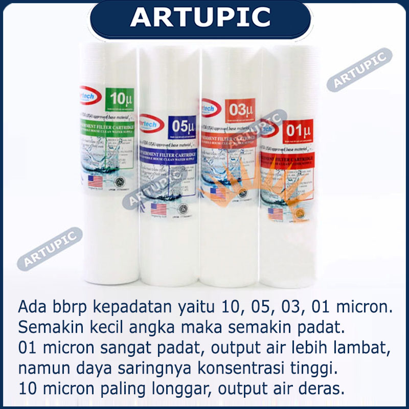 Sediment Filter Air 01 Micron Watertech 10 inch Cartrige Saringan Air 10&quot; 01micron Spun Setara Nanotech