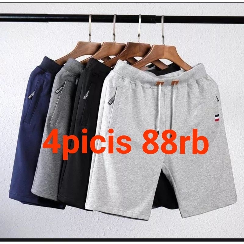 Celana Pendek Pria Distro Bahan Baby Terry Premium 4 Pcs