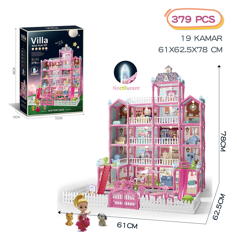 Uoptoy Mainan Princess Castle Rumah Rumahan Doll House  Play House Kado Ulang Tahun Cewek Perabot Mainan Edukasi Rumah Doll