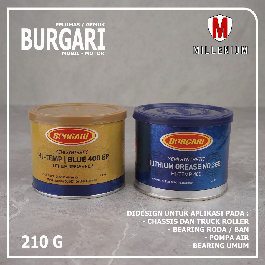 GEMUK SEMI SYNTHETIC HI-TEMP 400 EP - BURGARI LITHIUM BLUE GREASE 210G