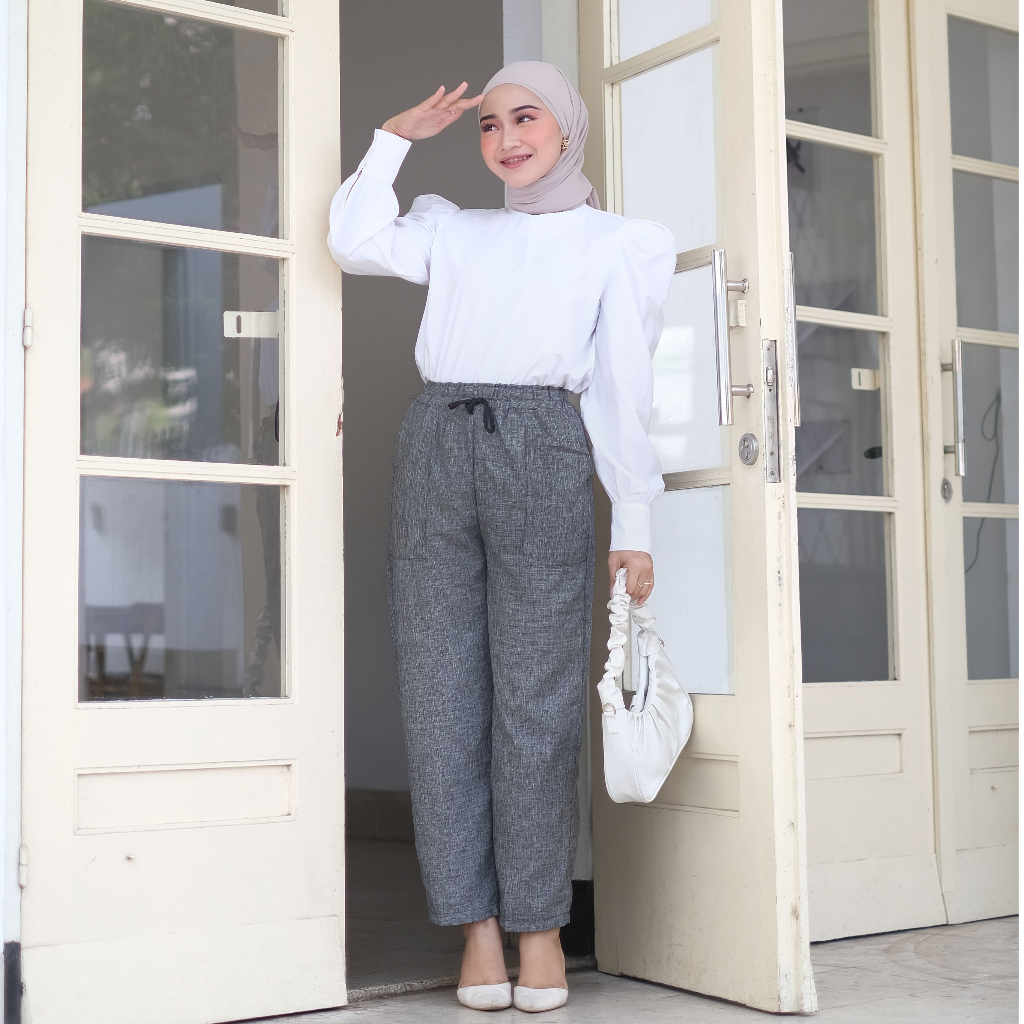 Celana Panjang Wanita High Waist Basic Pants Korean Trousers Premium