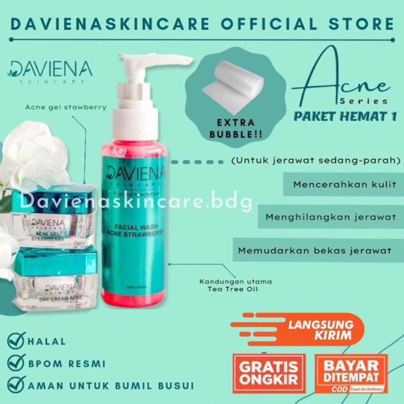 PAKET HEMAT ACNE 1 (UNTUK JERAWAT SEDANG-BERAT) DAVIENASKINCARE