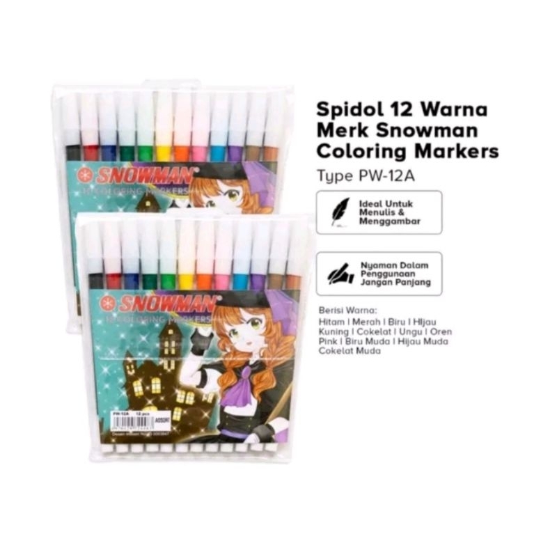 

Spidol Snowman PW-12A set isi 12pc warna-warni