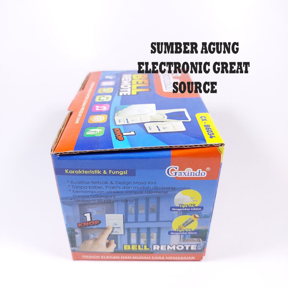 Gaxindo Bell Remote GX B6034 Bel Rumah AC Listrik 1 Knop 1 Tombol Remot