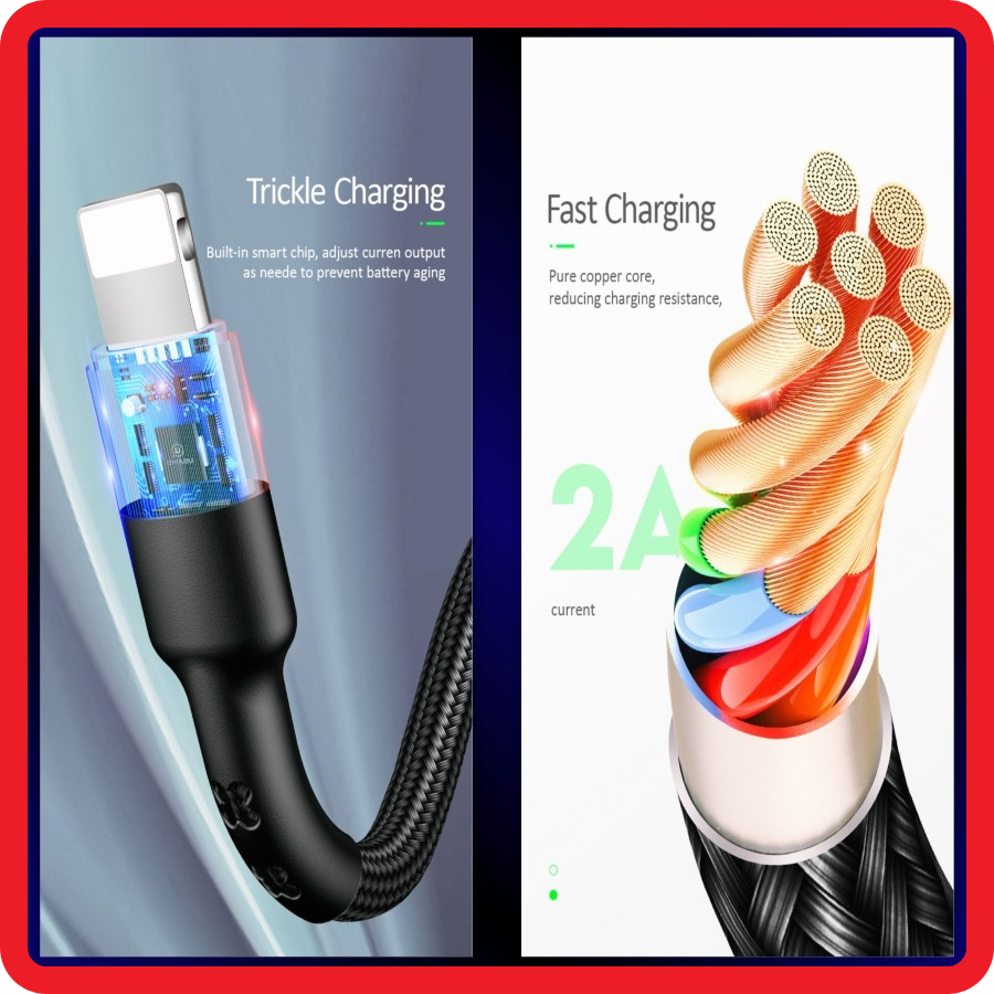 USAMS U26 KABEL CHARGER LIGHTNING iPhone FAST CHARGING LED INDIKATOR CABLE LIGHTING