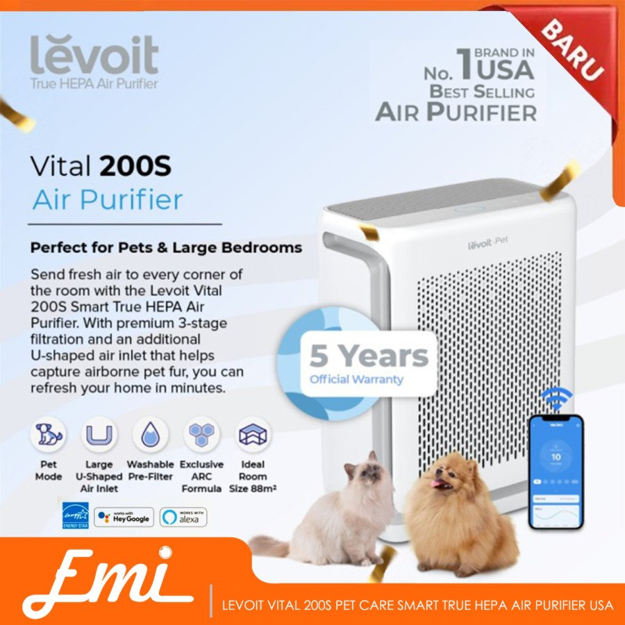 Levoit Vital 200S Pet Care Smart True HEPA Air Purifier USA Hewan