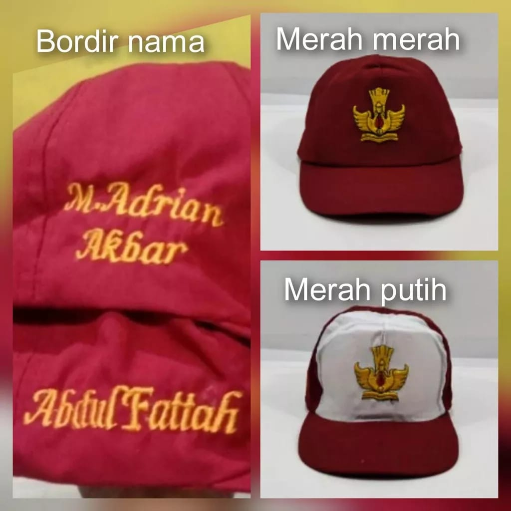 Topi Seragam Sekolah Anak Free Bordir Nama