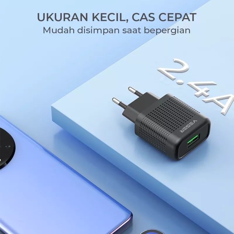 ❗NEW❗Wall Charger VEGER C3+ 1 Port USB Output 2.4A For Type C / Micro USB.  ORIGINAL CITY AKSESORIS FOR  ANDROID