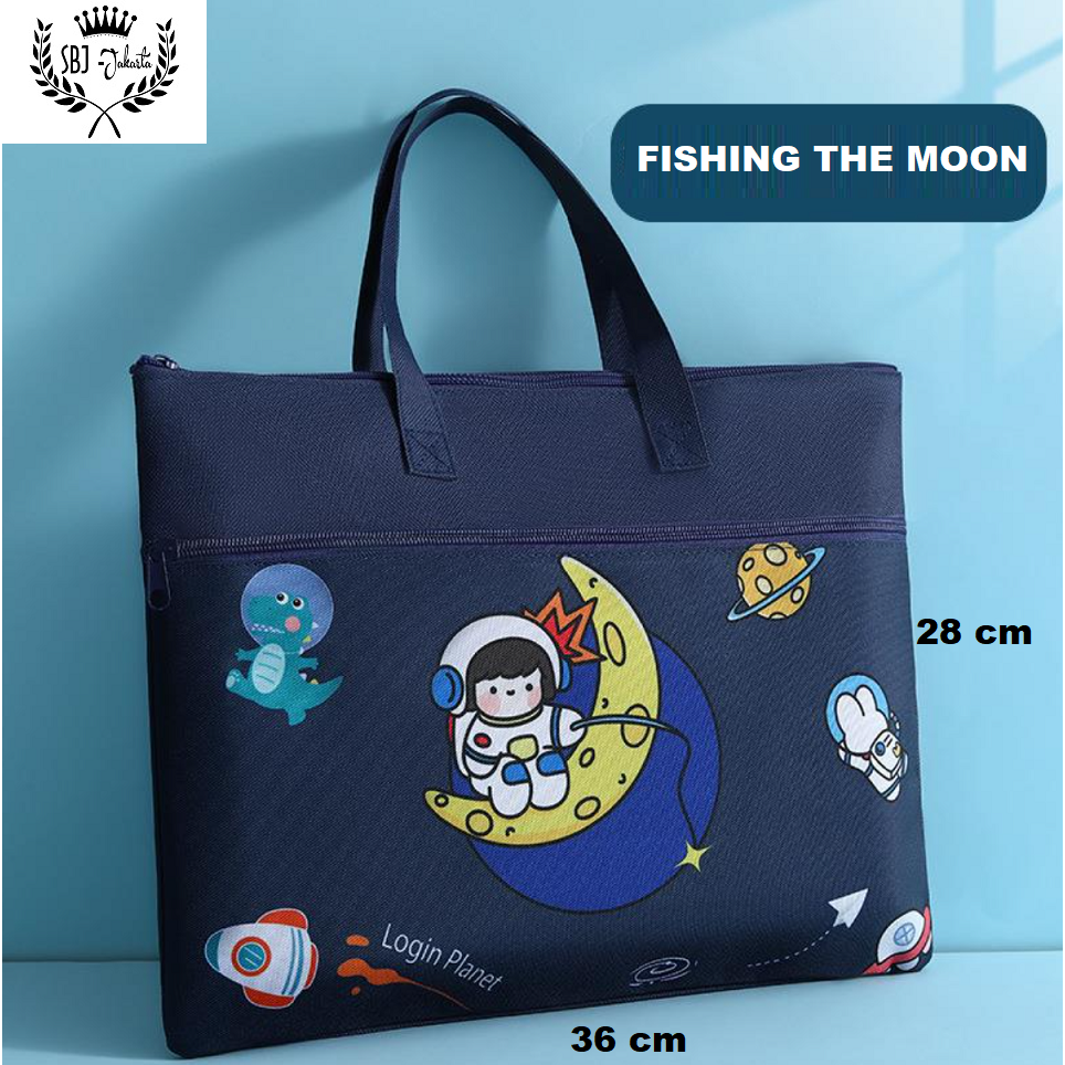 Tas Belajar Tas sekolah Tas Kursus anak Tote Bag MESSENGER BAG Ukuran F4 Laptop 14&quot; Tas Jinjing Multifungsi